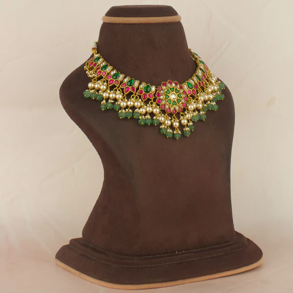 Lotus Design Jadau Kundan Short Necklace