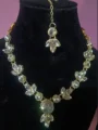 Delicate Floral Crystal & Gold-Tone Necklace Set with Maang Tikka 3 MigKart.com