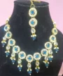The 'Neelam' Royal Blue Kundan Style Necklace with Ear Rings and Maang Tikka Set 2 MigKart.com