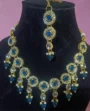 The 'Neelam' Royal Blue Kundan Style Necklace with Ear Rings and Maang Tikka Set 4 MigKart.com